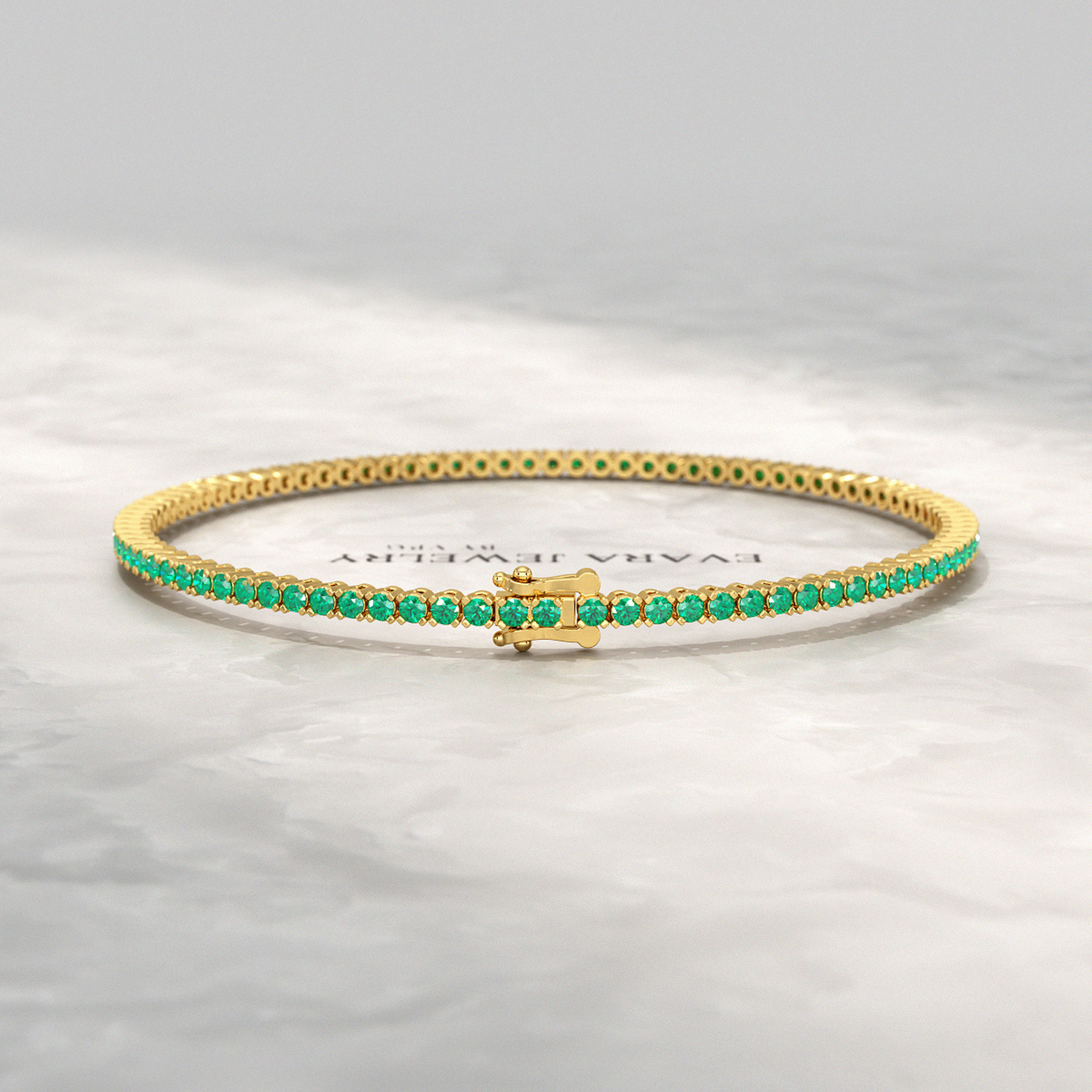 3.02 Carats Natural Emerald Tennis Bracelet in 14K/18K Yellow Gold