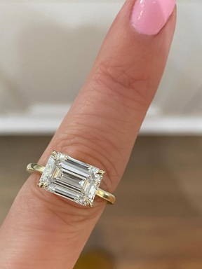 3 Carat Emerald Cut Diamond East West Engagement Ring