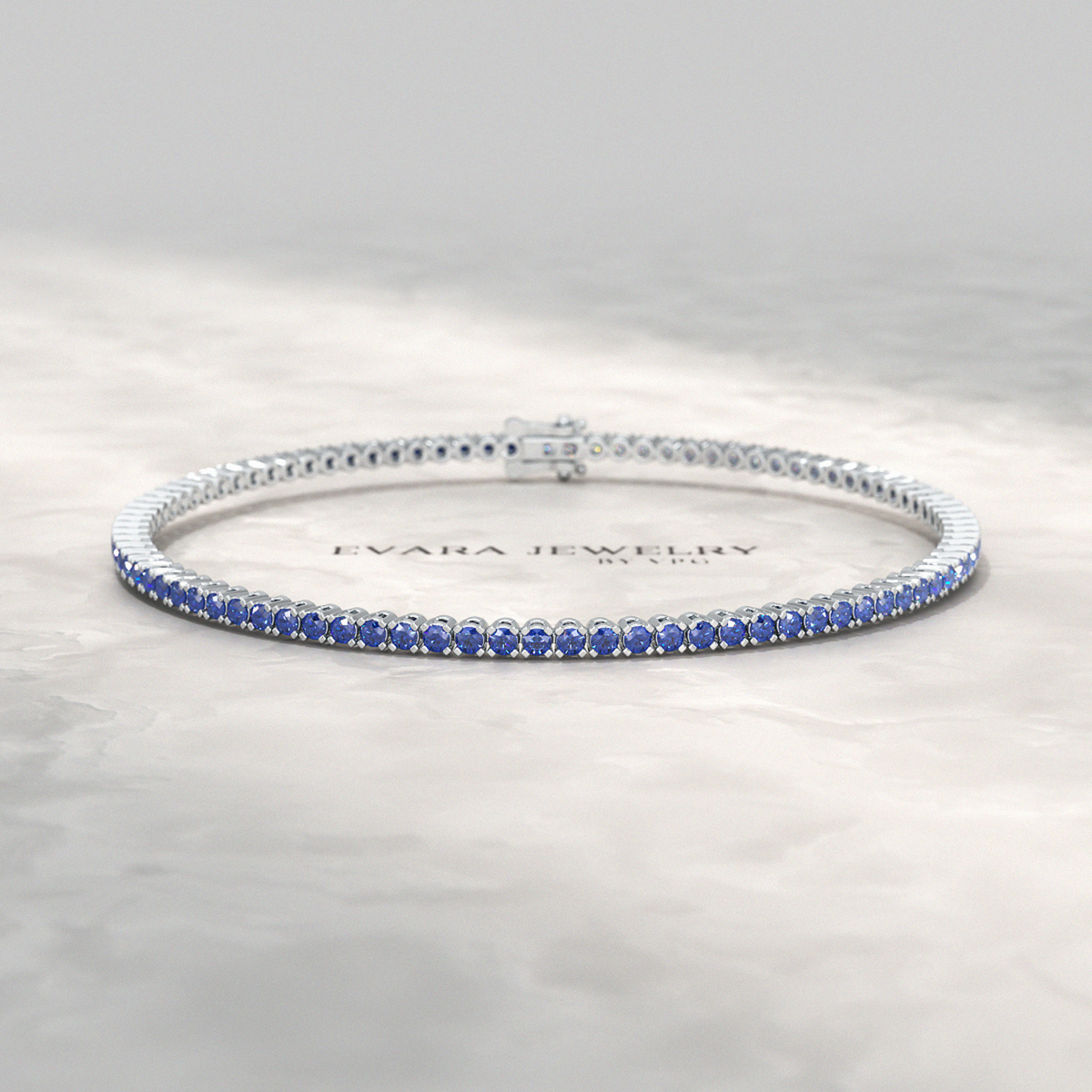 Ombre 3.14 Carats Natural Blue Sapphire Tennis Bracelet in 14K/18K Yellow Gold