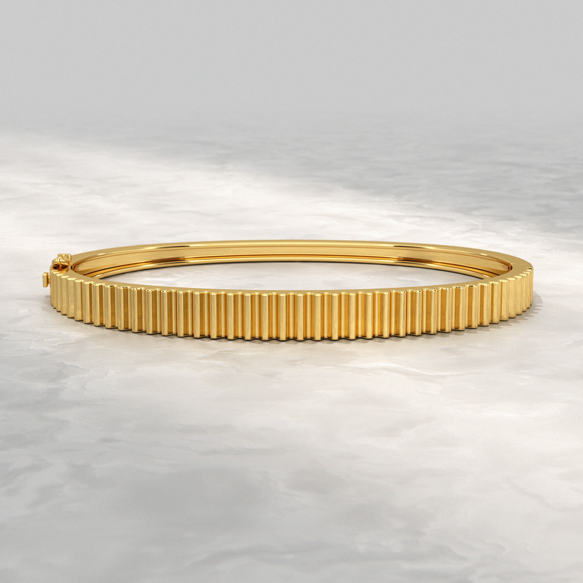 Gold Cuff Ribbed Bangle