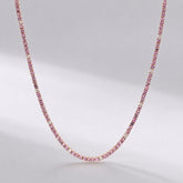 9 Carat Natural Pink Sapphire and Diamond Tennis Choker Necklace in 14K Solid Gold