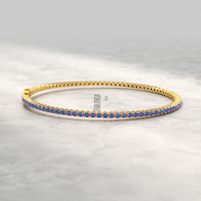 3.14 Carats Natural Blue Sapphire Tennis Bracelet in 14K/18K Solid Gold