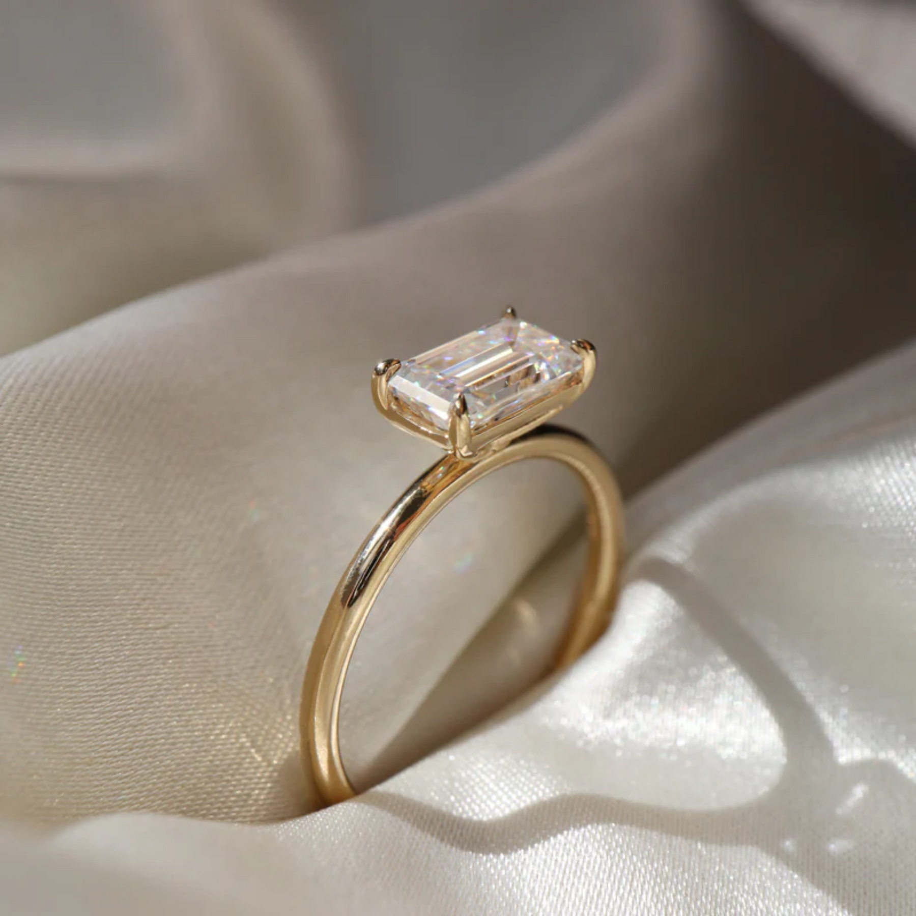 1.50 Carat East West Emerald Cut Wedding Ring