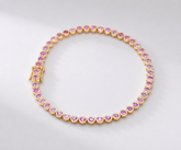 4 Carat Natural Pink Sapphire Bezel-Set Tennis Bracelet in 14K Gold