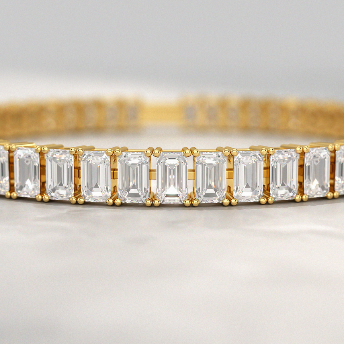 15 Carats Emerald Cut Lab Grown Diamond Tennis Bracelet