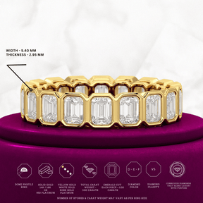 4 Carat Bezel Set Emerald Cut Diamond Eternity Wedding Band - Evara Jewelry LLC