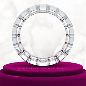 4 Carat Bezel Set Emerald Cut Diamond Eternity Wedding Band - Evara Jewelry LLC
