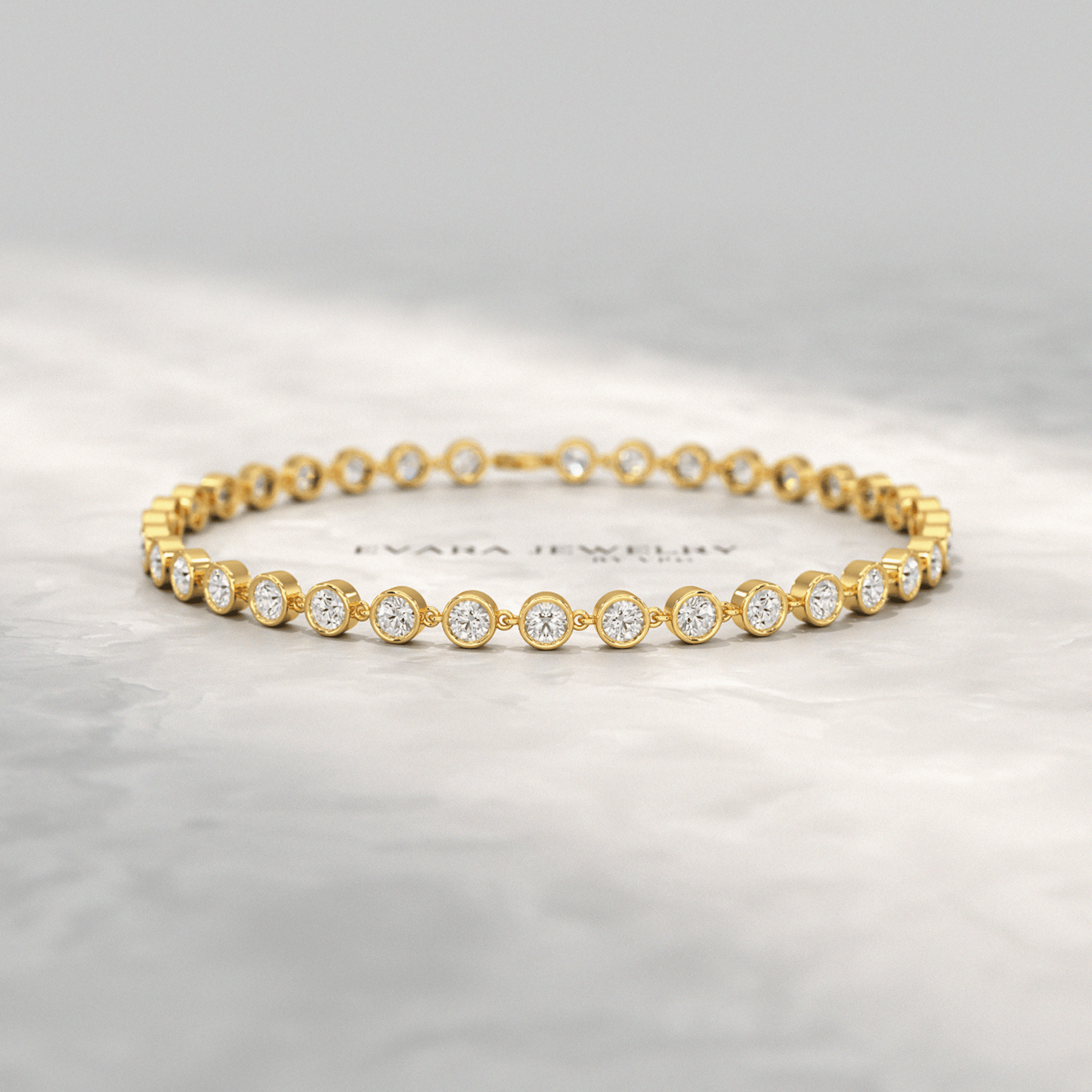 4 Carat Bezel Set Round Cut Diamond Gold Minimalist Tennis Bracelet - Evara Jewelry LLC