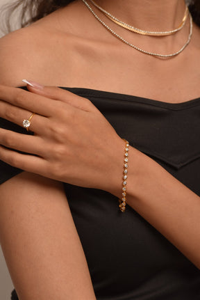 4 Carat Bezel Set Round Cut Diamond Gold Minimalist Tennis Bracelet - Evara Jewelry LLC