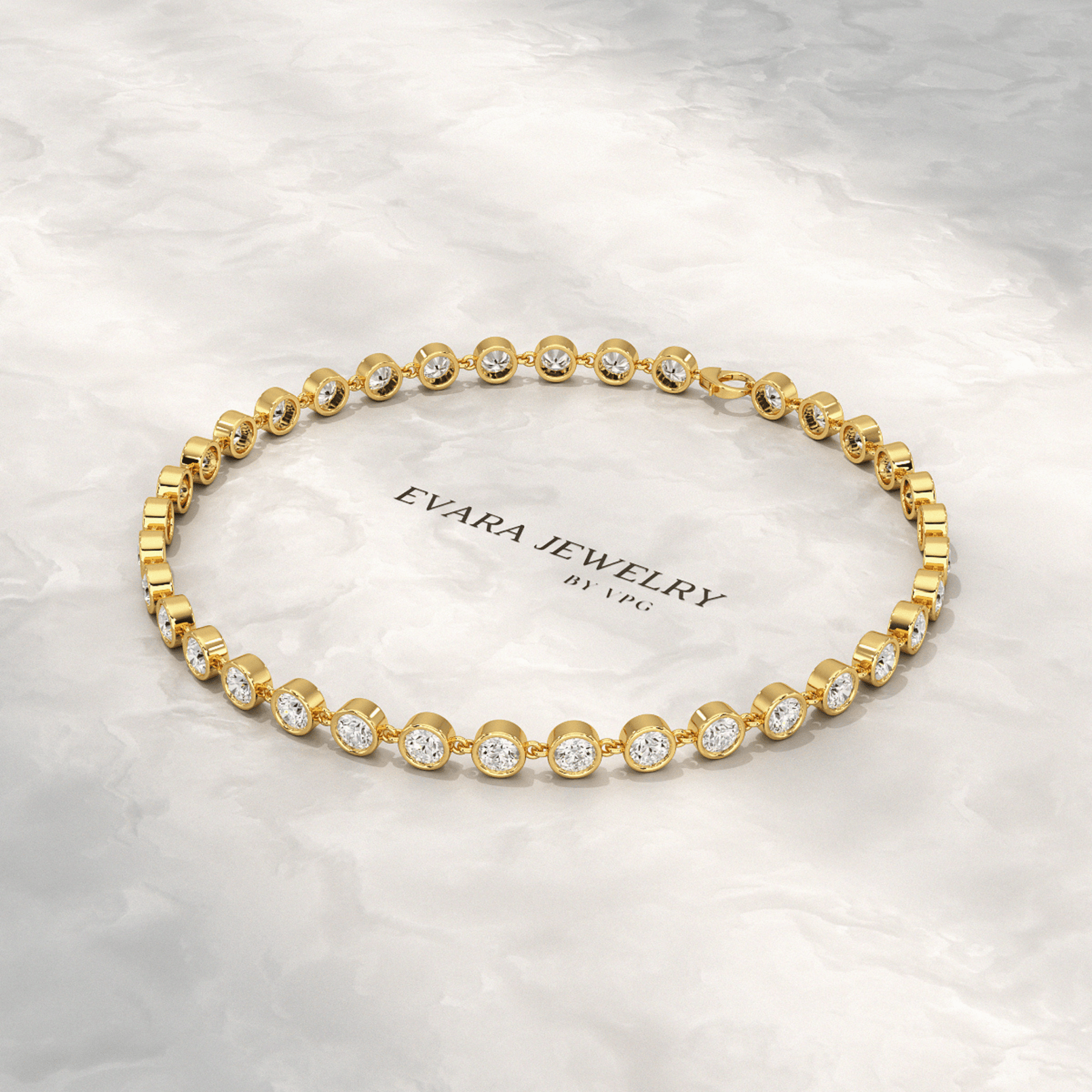 4 Carat Bezel Set Round Cut Diamond Gold Minimalist Tennis Bracelet - Evara Jewelry LLC