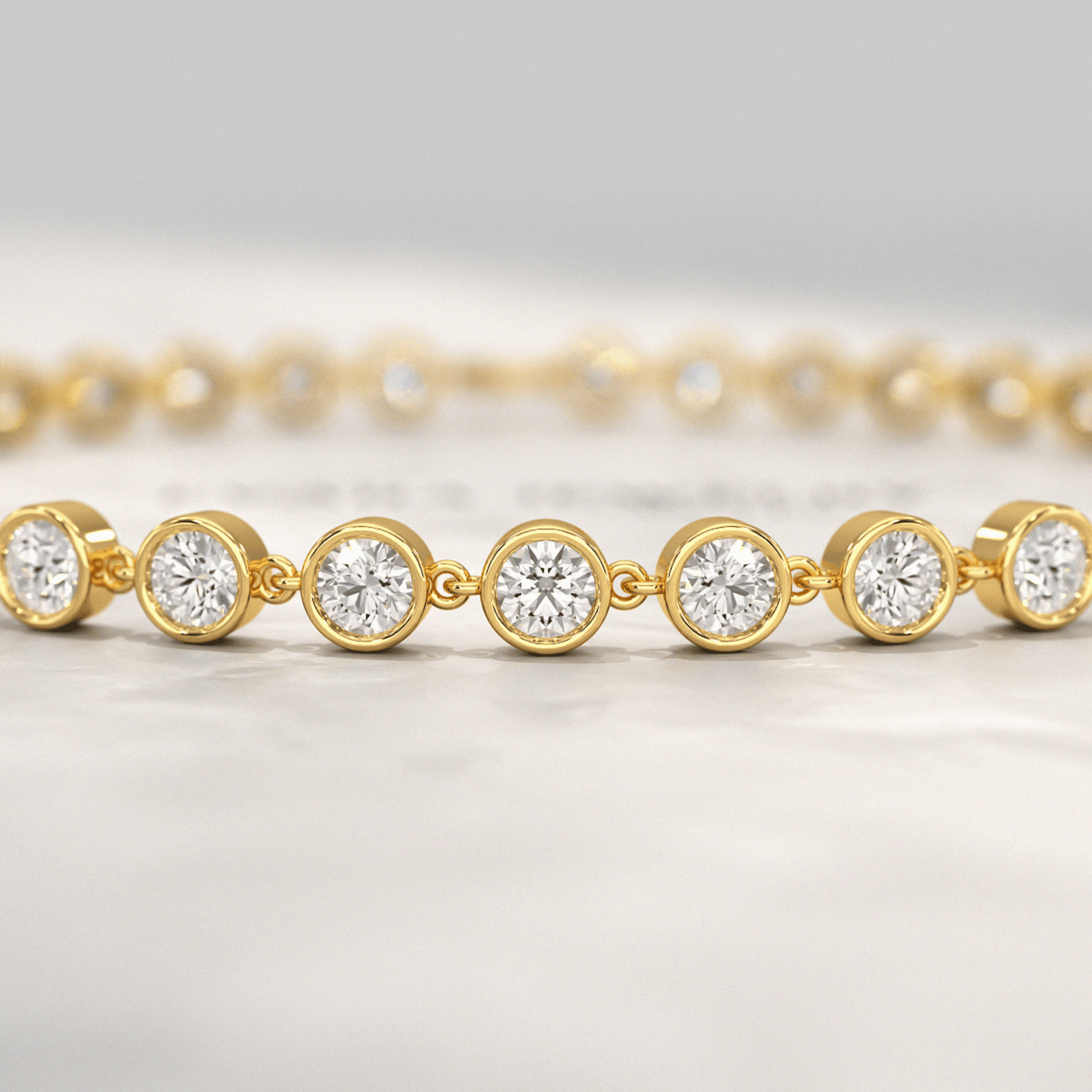 4 Carat Bezel Set Round Cut Diamond Gold Minimalist Tennis Bracelet - Evara Jewelry LLC