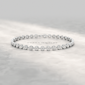 4 Carat Bezel Set Round Cut Diamond Gold Minimalist Tennis Bracelet - Evara Jewelry LLC