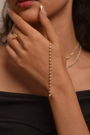 4 Carat Bezel Set Round Cut Diamond Gold Minimalist Tennis Bracelet - Evara Jewelry LLC