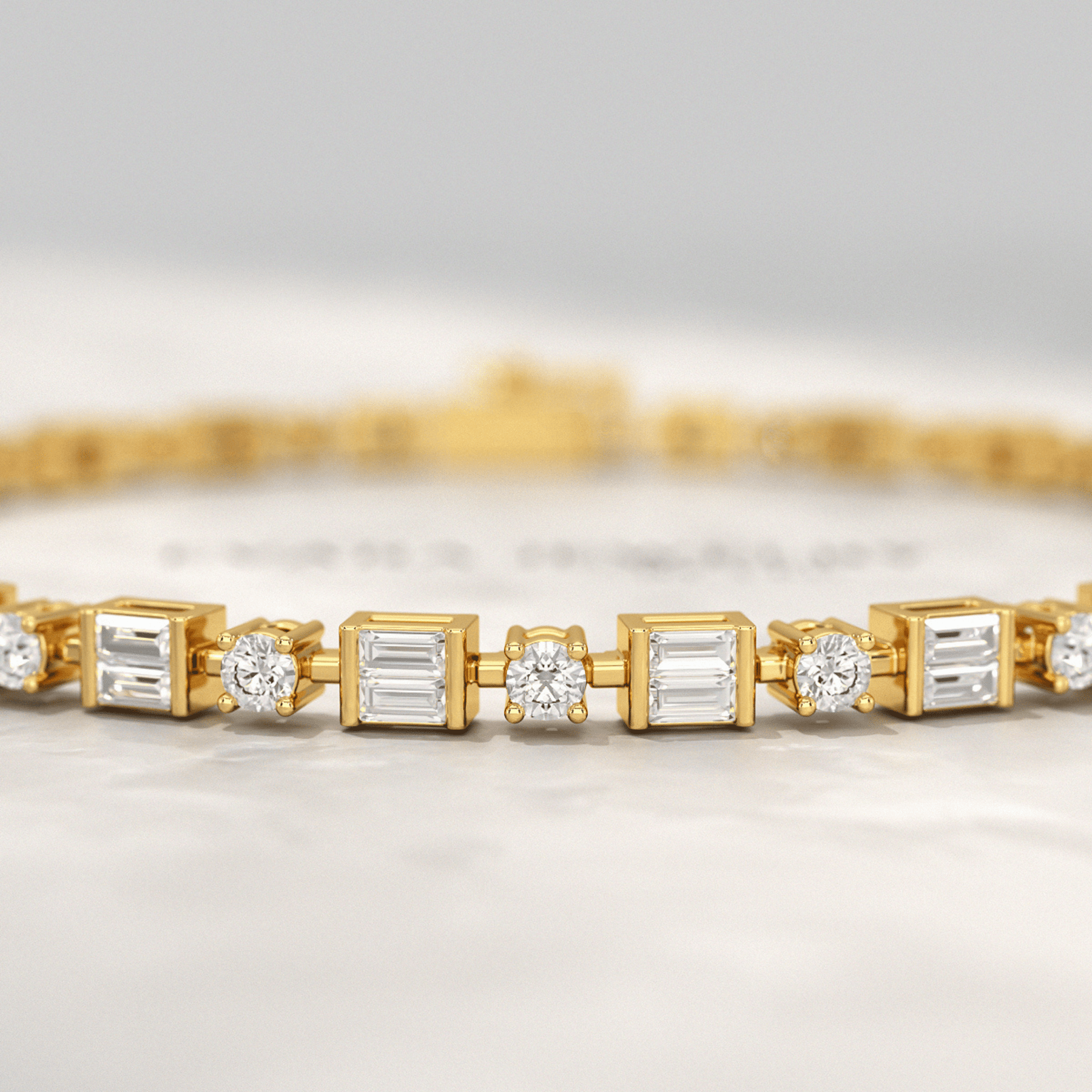 4 Carat Diamond Round & Baguette Statement Bracelet in 10K, 14K, 18K Gold - Evara Jewelry LLC