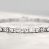 4 Carat Diamond Round & Baguette Statement Bracelet in 10K, 14K, 18K Gold - Evara Jewelry LLC