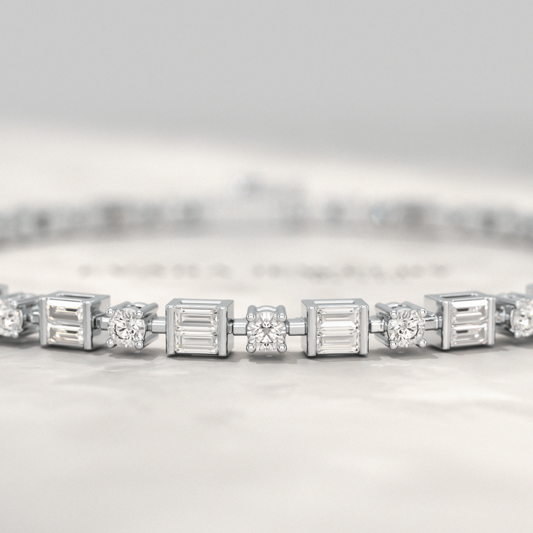 4 Carat Diamond Round & Baguette Statement Bracelet in 10K, 14K, 18K Gold - Evara Jewelry LLC