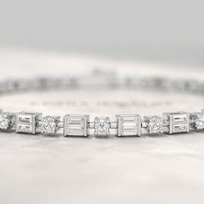 4 Carat Diamond Round & Baguette Statement Bracelet in 10K, 14K, 18K Gold - Evara Jewelry LLC