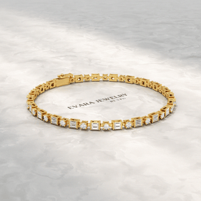 4 Carat Diamond Round & Baguette Statement Bracelet in 10K, 14K, 18K Gold - Evara Jewelry LLC