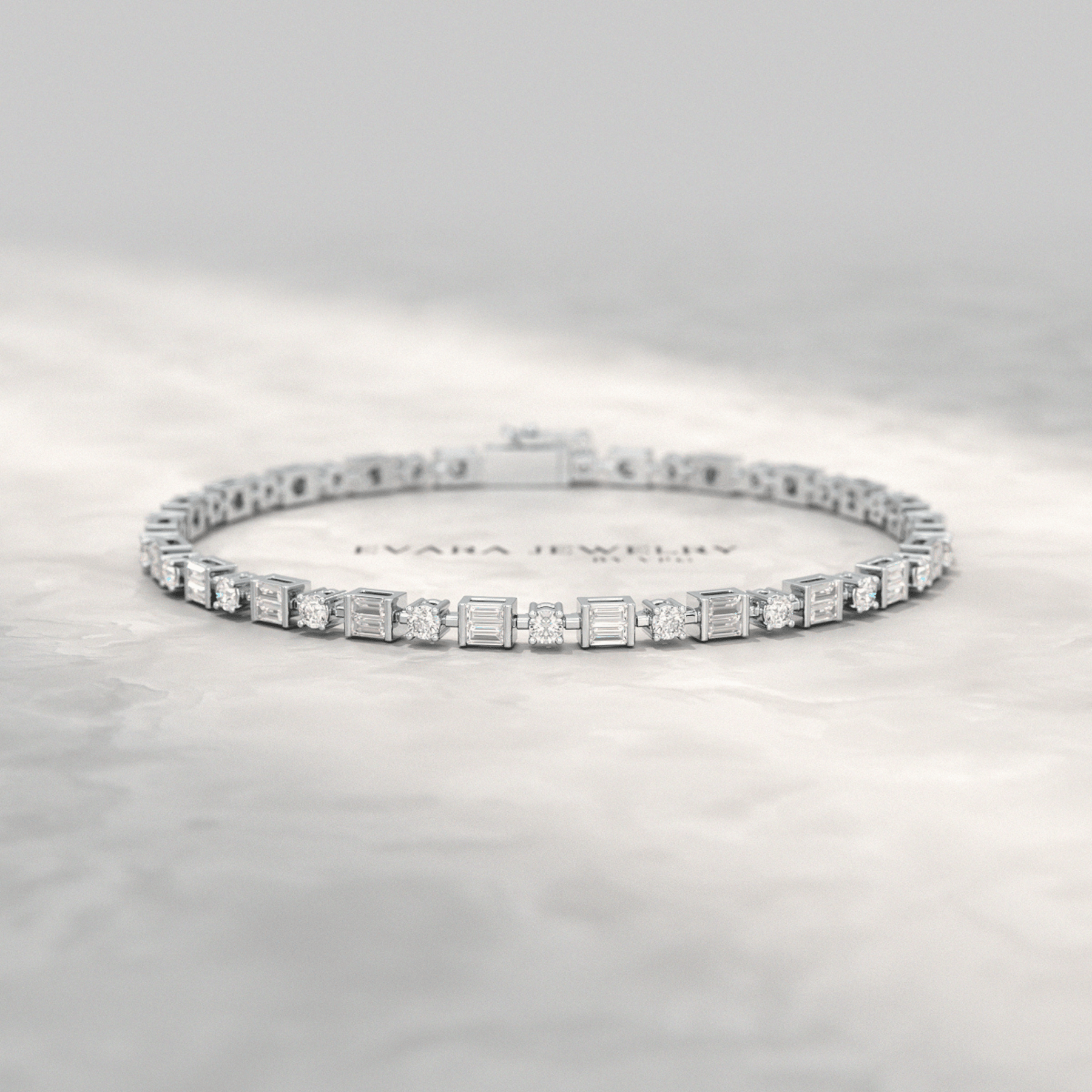 4 Carat Diamond Round & Baguette Statement Bracelet in 10K, 14K, 18K Gold - Evara Jewelry LLC