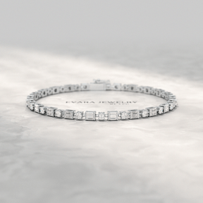 4 Carat Diamond Round & Baguette Statement Bracelet in 10K, 14K, 18K Gold - Evara Jewelry LLC