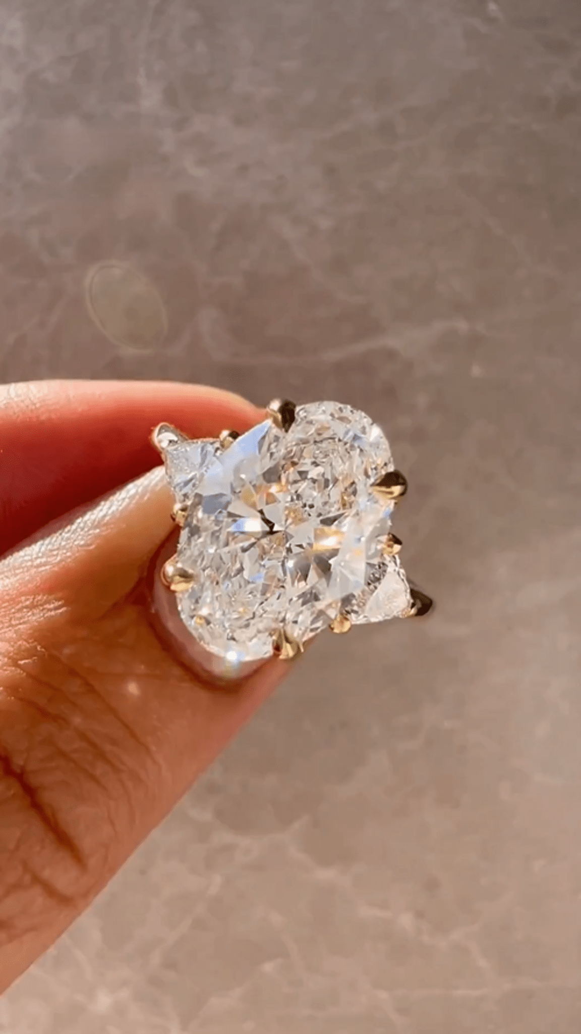 4 Carat Elongated Oval Three Stone Engagement Ring - Evara Jewelry LLC