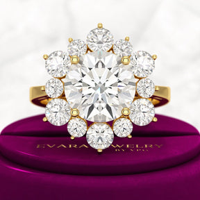 4 Carat Lab Grown Diamond Cluster Ring - Evara Jewelry LLC