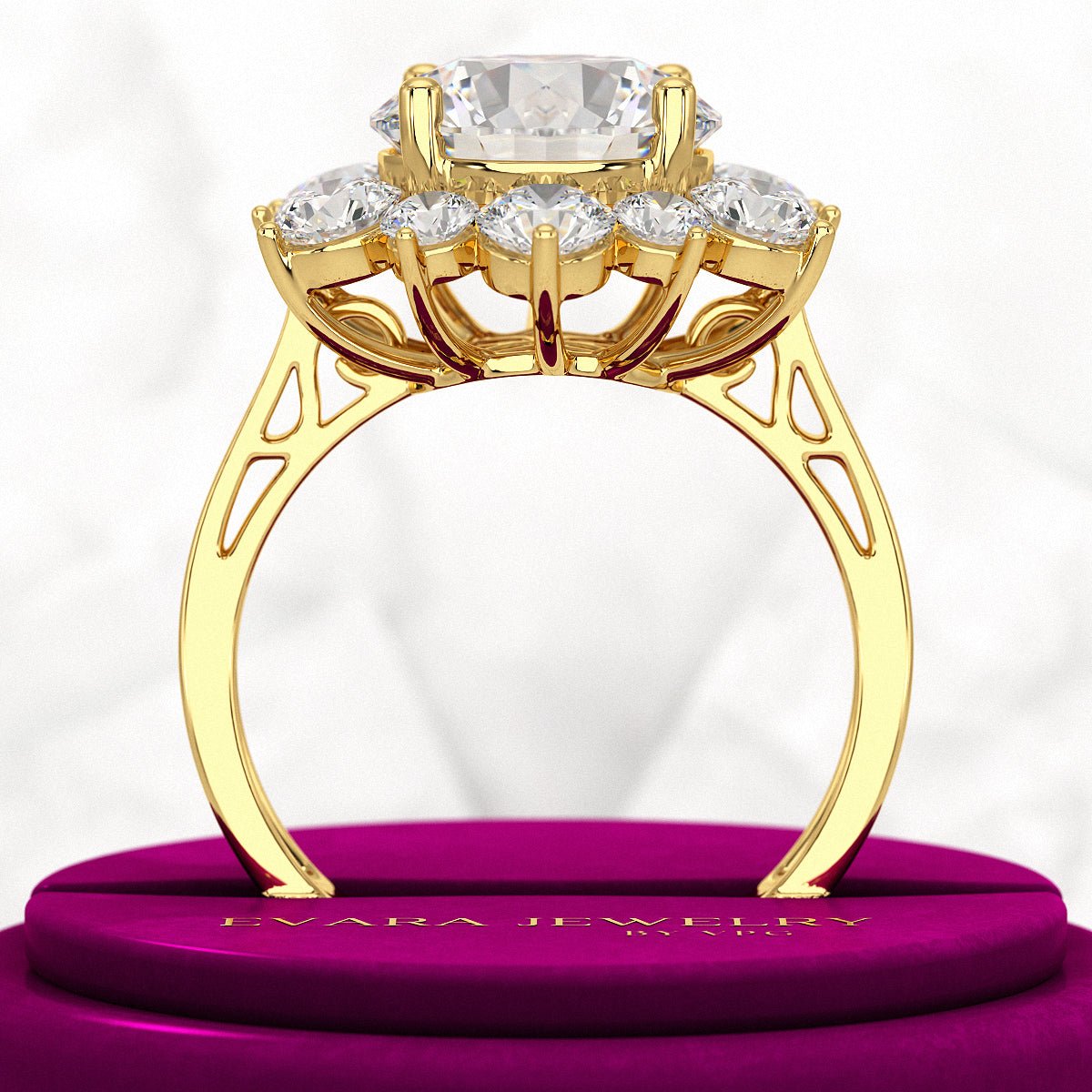 4 Carat Lab Grown Diamond Cluster Ring - Evara Jewelry LLC
