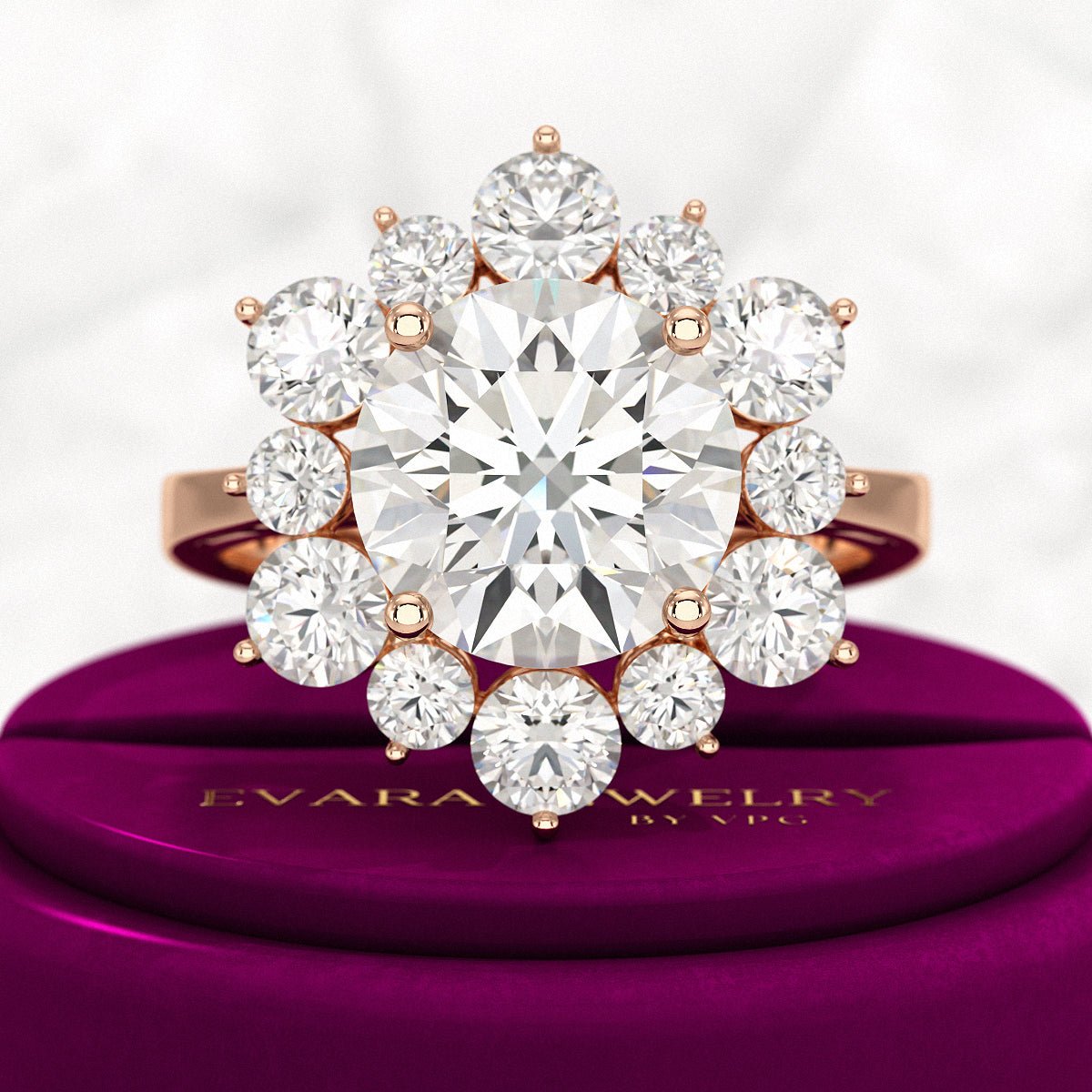 4 Carat Lab Grown Diamond Cluster Ring - Evara Jewelry LLC