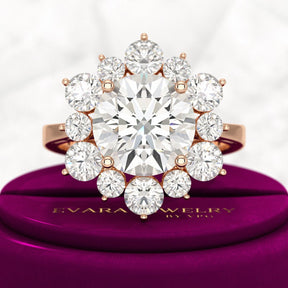 4 Carat Lab Grown Diamond Cluster Ring - Evara Jewelry LLC