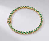 4 Carat Natural Emerald Bezel-Set Tennis Bracelet in 14K Gold - Evara Jewelry LLC