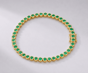 4 Carat Natural Emerald Bezel-Set Tennis Bracelet in 14K Gold - Evara Jewelry LLC