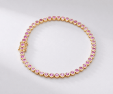 4 Carat Natural Pink Sapphire Bezel-Set Tennis Bracelet in 14K Gold - Evara Jewelry LLC