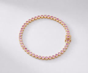 4 Carat Natural Pink Sapphire Bezel-Set Tennis Bracelet in 14K Gold - Evara Jewelry LLC