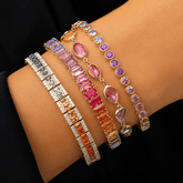 4 Carat Natural Rainbow Sapphire Bezel-Set Tennis Bracelet in 14K Gold - Evara Jewelry LLC