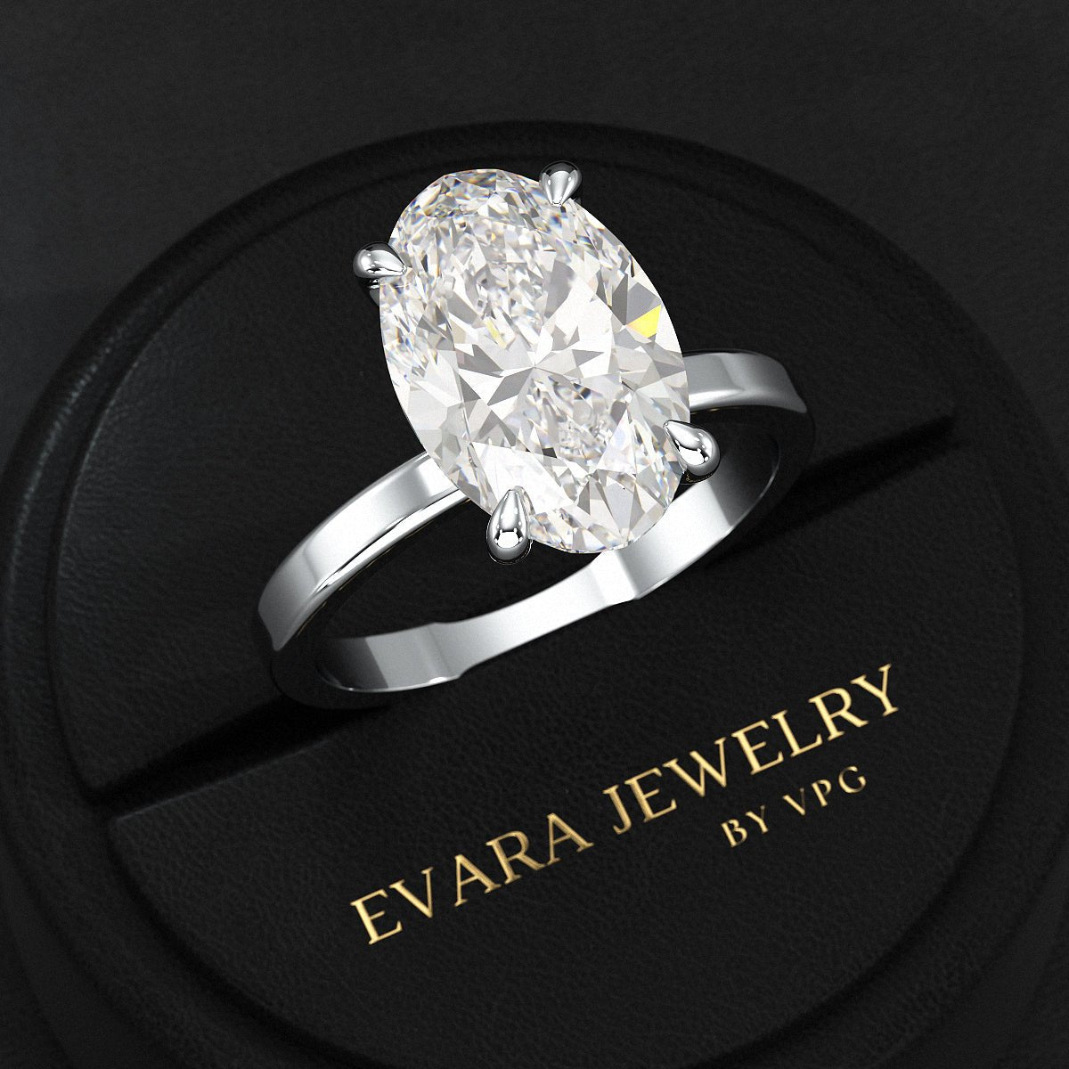4 Carat Oval Cut Diamond Engagement Ring - Evara Jewelry LLC