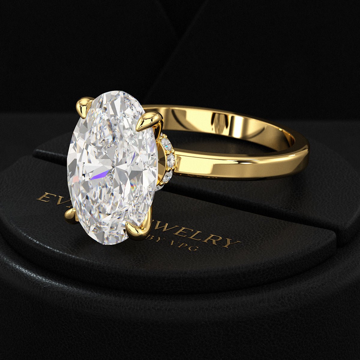 4 Carat Oval Cut Diamond Engagement Ring - Evara Jewelry LLC