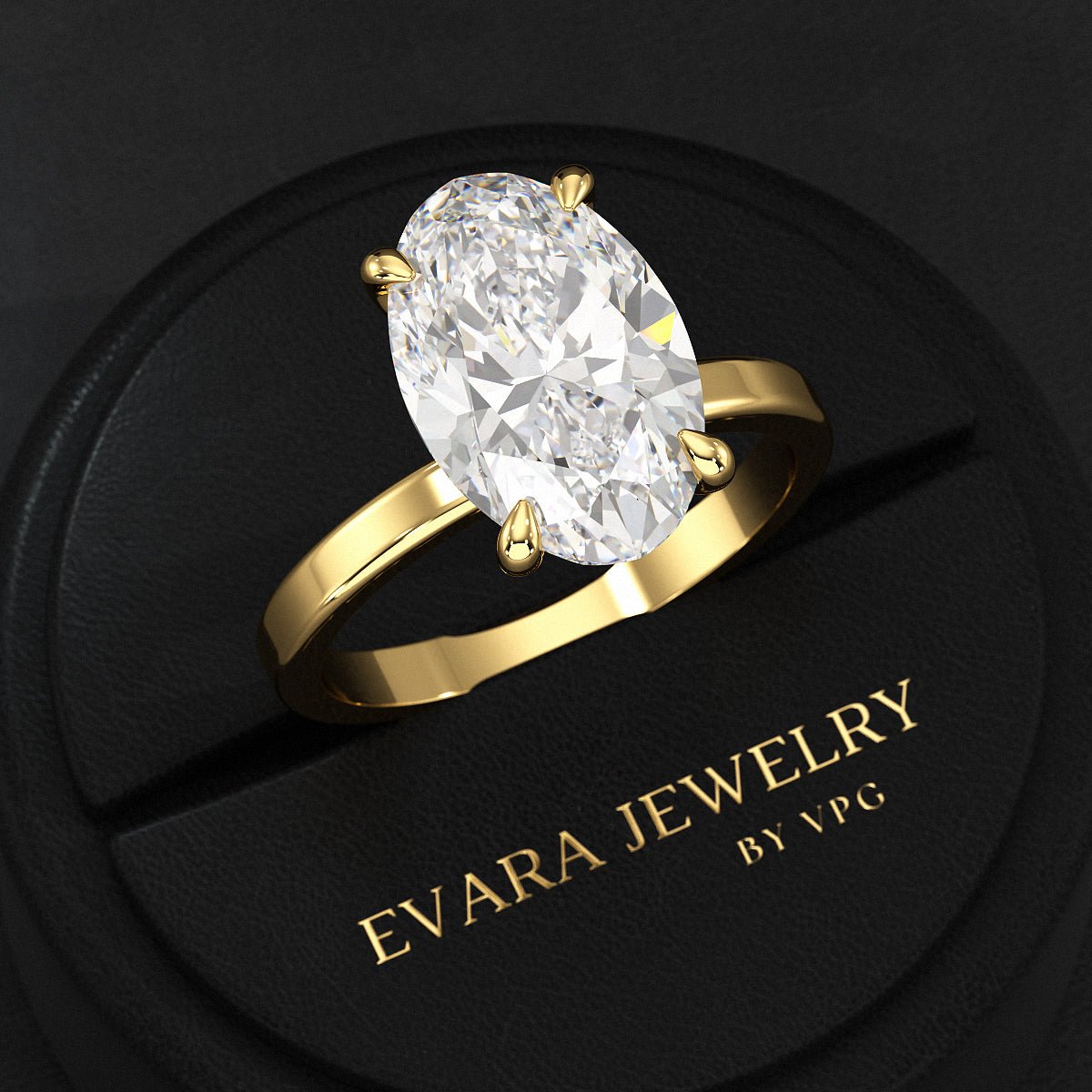 4 Carat Oval Cut Diamond Engagement Ring - Evara Jewelry LLC