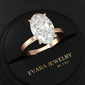 4 Carat Oval Cut Diamond Engagement Ring - Evara Jewelry LLC