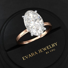 4 Carat Oval Cut Diamond Two Tone Engagement Ring - Evara Jewelry LLC