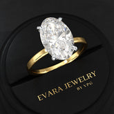 4 Carat Oval Cut Diamond Two Tone Engagement Ring - Evara Jewelry LLC