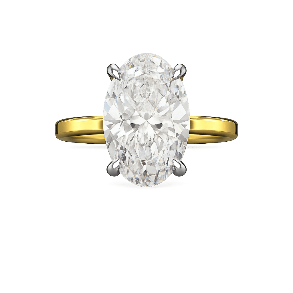 4 Carat Oval Cut Diamond Two Tone Engagement Ring - Evara Jewelry LLC