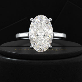 4 Carat Oval Cut Diamond Two Tone Engagement Ring - Evara Jewelry LLC