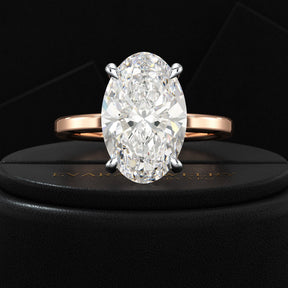 4 Carat Oval Cut Diamond Two Tone Engagement Ring - Evara Jewelry LLC