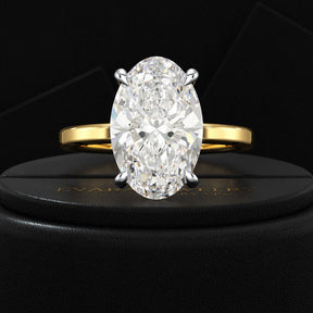 4 Carat Oval Cut Diamond Two Tone Engagement Ring - Evara Jewelry LLC
