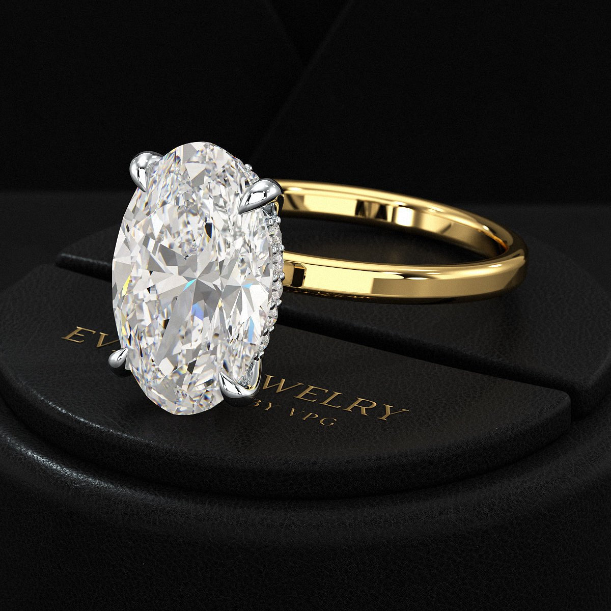 4 Carat Oval Cut Diamond Two Tone Engagement Ring - Evara Jewelry LLC