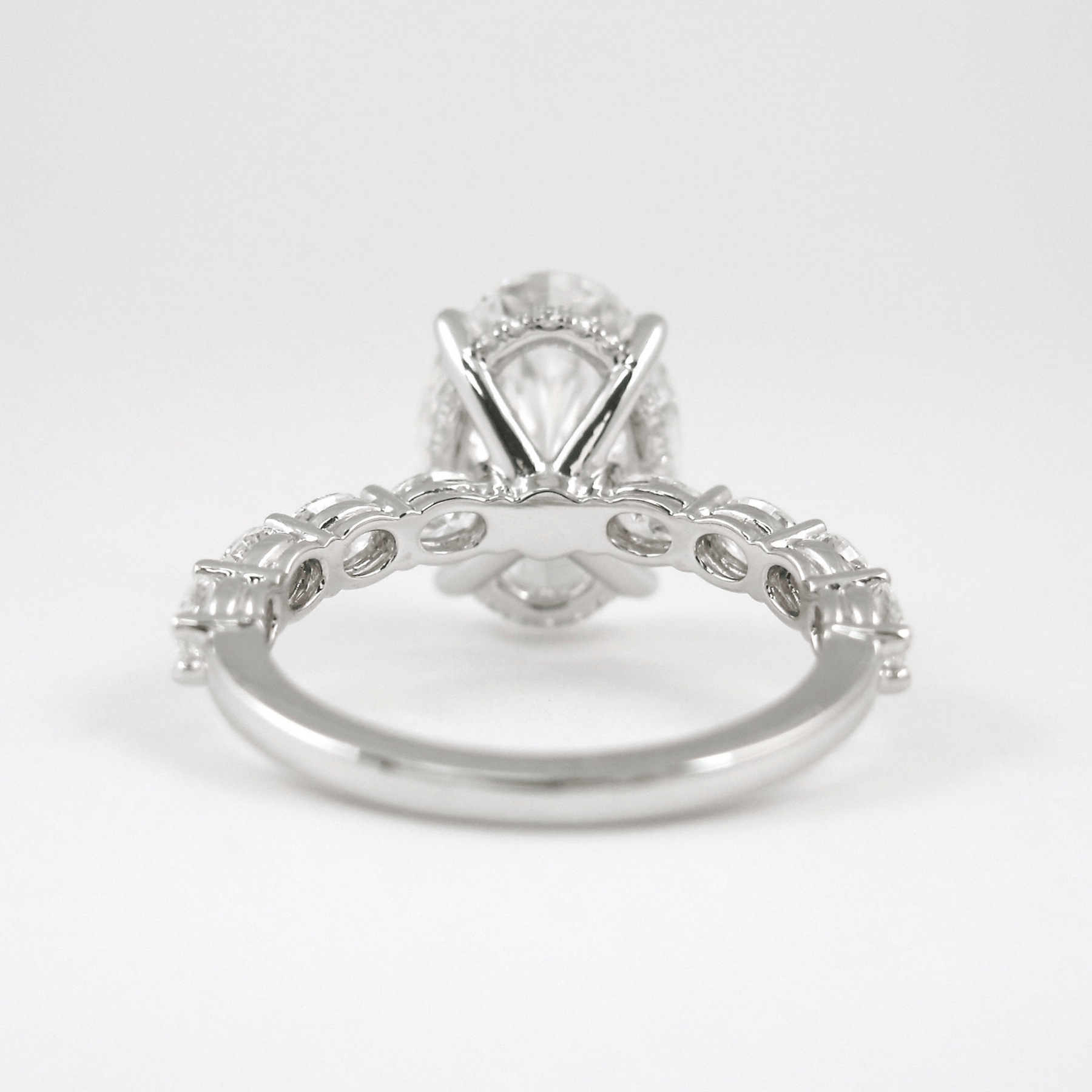 4 Carat Oval Cut Modern Deco Engagement Ring with Oval Cut Side Lab Grown Diamonds - Evara Jewelry LLC
