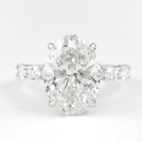 4 Carat Oval Cut Modern Deco Engagement Ring with Oval Cut Side Lab Grown Diamonds - Evara Jewelry LLC