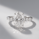 4 Carat Oval Cut Modern Deco Engagement Ring with Oval Cut Side Lab Grown Diamonds - Evara Jewelry LLC