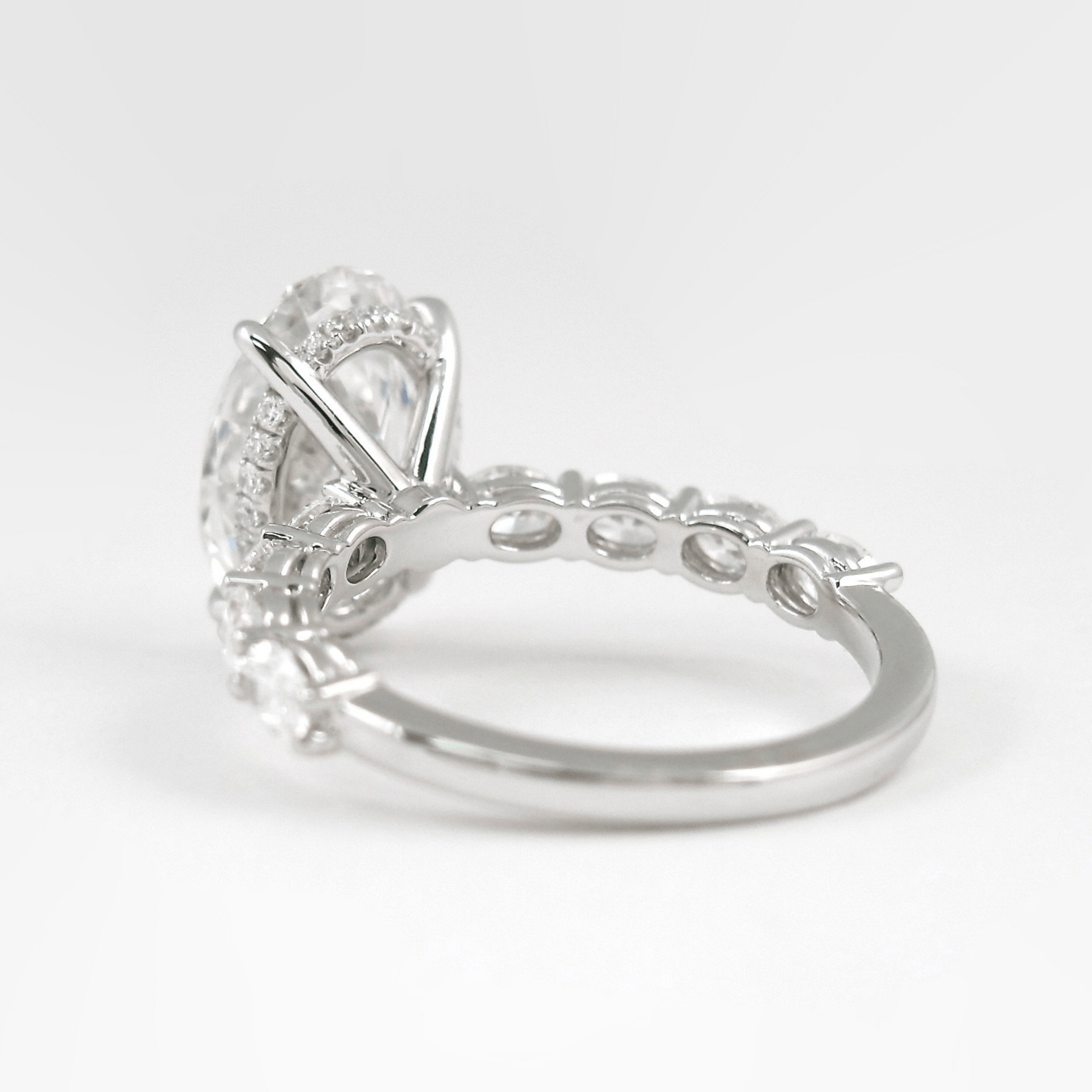4 Carat Oval Cut Modern Deco Engagement Ring with Oval Cut Side Lab Grown Diamonds - Evara Jewelry LLC