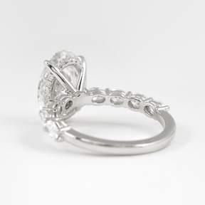 4 Carat Oval Cut Modern Deco Engagement Ring with Oval Cut Side Lab Grown Diamonds - Evara Jewelry LLC